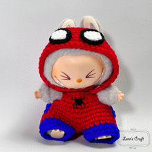 โหลดรูปภาพลงในเครื่องมือใช้ดูของ Gallery spiderman outfit for labubu crochet outfit