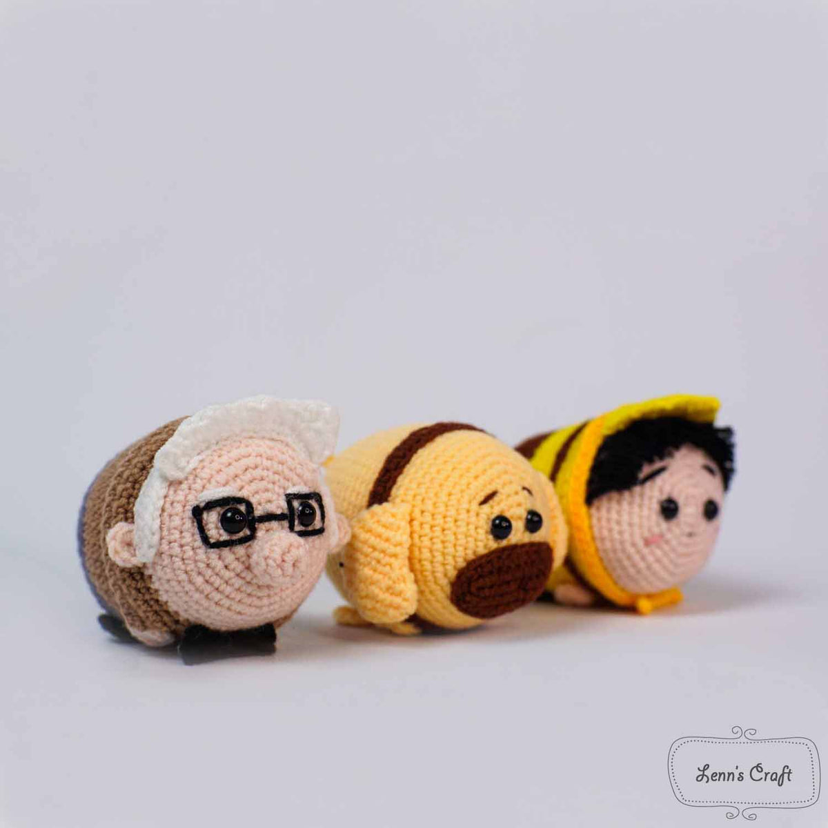 Crochet amigurumi pattern Disney Tsum Tsum Russel, Carl, Dug Up