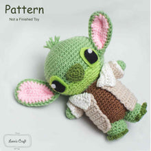 Load image into Gallery viewer, Yoda Stitch crochet amigurumi pattern