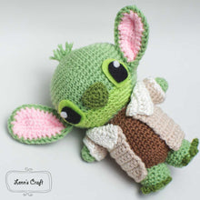 Load image into Gallery viewer, Yoda Stitch amigurumi crochet toy