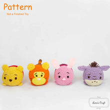 Load image into Gallery viewer, Tsum tsum Disney Pooh, Piglet, Eeyore, Tiger amigurumi pattern