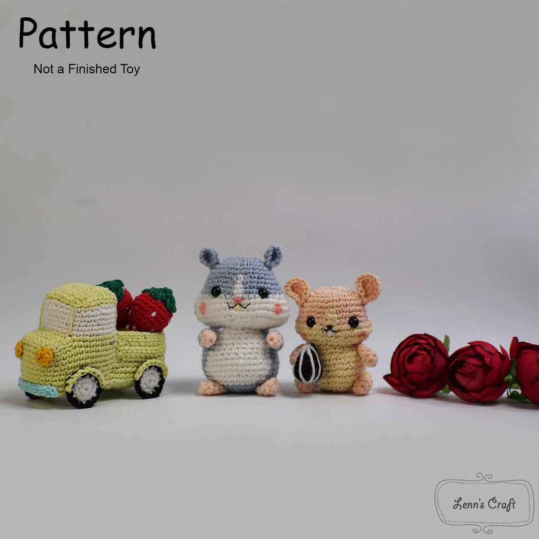 Small hamster with the truck amigurumi crochet doll pattern