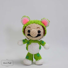 Load image into Gallery viewer, Luigi Mario Bross green costume cat amigurumi crochet toy
