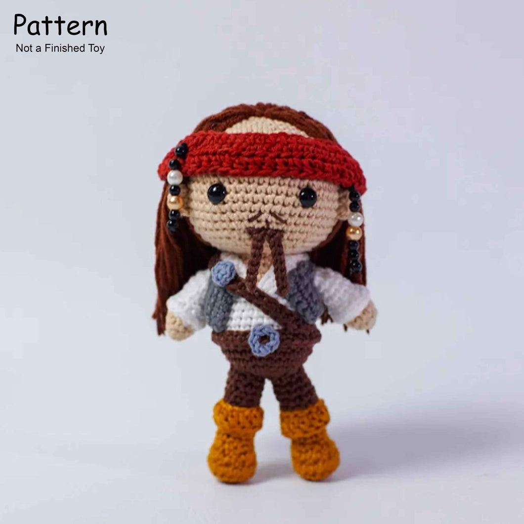MOTIF AMIGURUMI Capitaine Jack Sparrow Pirates des Caraïbes crochet peluche