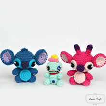 Cargar imagen en el visor de la galería, Disney Mini Stitch Scrump Angel amigurumi crochet plushies
