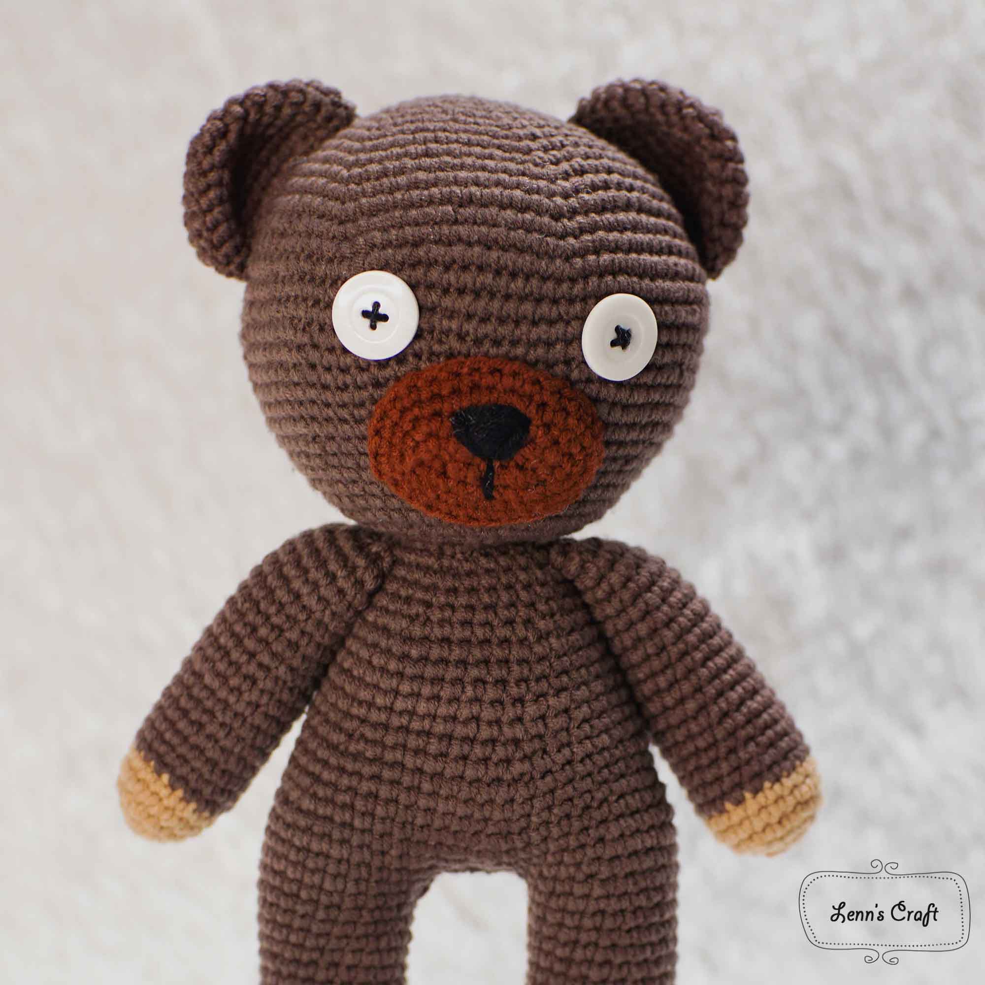 Mr bean oso de peluche hecho a mano crochet amigurumi Lenns Craft