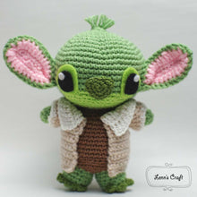 Load image into Gallery viewer, Yoda Stitch amigurumi crochet toy
