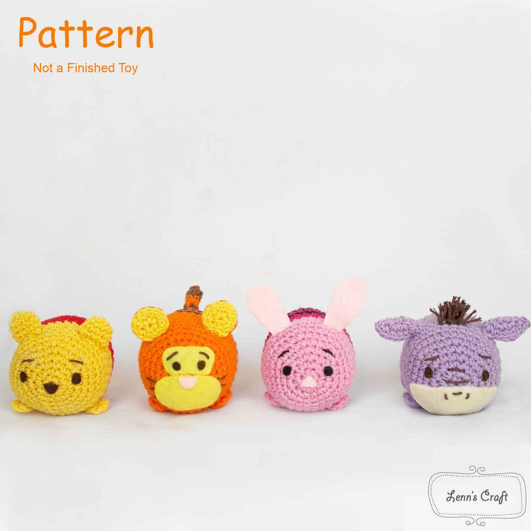 Tsum tsum Disney Pooh, Piglet, Eeyore, Tiger amigurumi pattern